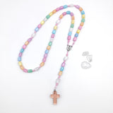 Kinderrosenkranz bunt Geschnek Mädchen ERstkommunion Kommunion pink rosa zuckerlfarben regenbogen regenbogenfarben rosenkranzkette für mädchen weihnachten 