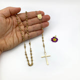 Rosenkranzkette gold zum Umhängen Kette Kreuz Halskette Kette für Frauen Mädchen zur Firmung Konfirmation Konfirmationsgeschenk für Mädchen Konfirmationsschmuck goldfarben Edelstahl wasserfest