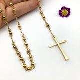 Rosenkranzkette gold zum Umhängen Kette Kreuz Halskette Kette für Frauen Mädchen zur Firmung Konfirmation Konfirmationsgeschenk für Mädchen Konfirmationsschmuck goldfarben Edelstahl wasserfest
