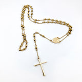 Rosenkranzkette gold zum Umhängen Kette Kreuz Halskette Kette für Frauen Mädchen zur Firmung Konfirmation Konfirmationsgeschenk für Mädchen Konfirmationsschmuck goldfarben Edelstahl wasserfest