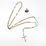 Rosenkranzkette gold zum Umhängen Kette Kreuz Halskette Kette für Frauen Mädchen zur Firmung Konfirmation Konfirmationsgeschenk für Mädchen Konfirmationsschmuck goldfarben Edelstahl wasserfest