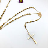 Rosenkranzkette gold zum Umhängen Kette Kreuz Halskette Kette für Frauen Mädchen zur Firmung Konfirmation Konfirmationsgeschenk für Mädchen Konfirmationsschmuck goldfarben Edelstahl wasserfest