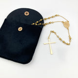 Rosenkranzkette gold zum Umhängen Kette Kreuz Halskette Kette für Frauen Mädchen zur Firmung Konfirmation Konfirmationsgeschenk für Mädchen Konfirmationsschmuck goldfarben Edelstahl wasserfest