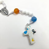 Rosenkranz weiss Kinder Edelstein Taufe weiß Achat bunt Kommunionsrosenkranz Taufrosenkranz neutral geschlechtsneutral geschenk kommunion Mädchen Junge Erstkommunion bub firmung konfirmation