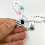Rosenkranz weiss Kinder Edelstein Taufe weiß Achat bunt Kommunionsrosenkranz Taufrosenkranz neutral geschlechtsneutral geschenk kommunion Mädchen Junge Erstkommunion bub firmung konfirmation