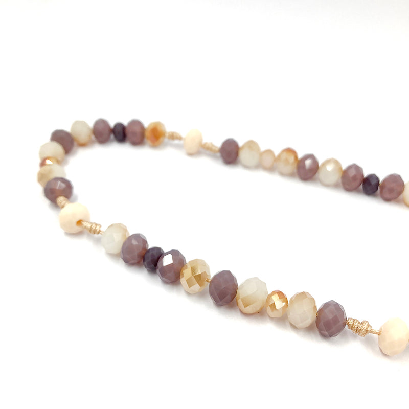 Design-Unikat: Rosenkranz, Glasschliffperlen, Lila/Bernstein
