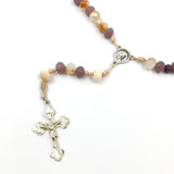 Design-Unikat: Rosenkranz, Glasschliffperlen, Lila/Bernstein