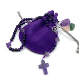 echt Amethyst handgemacht handgeknüpft geknüpft Design Rosenkranz Unikat individuell geknüpft handgeknüpft Edelstein Edelsteinrosenkranz Perlen lila violett Amethyst Edelsteinkreuz Geschenk Mädchen Konfirmation Firmung Taufe Erstkommunion Kommunion Rosenquarz Autorosenkranz Rosenkranz Jugendweihe Katholisch christlich 