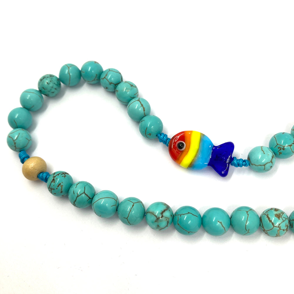 Schöner Design-Rosenkranz, Türkis + Fischperle » rosenkranz-shop