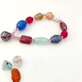 Design-Unikat: Kleiner Rosenkranz Glas-Perlen, Rosa/Bunt