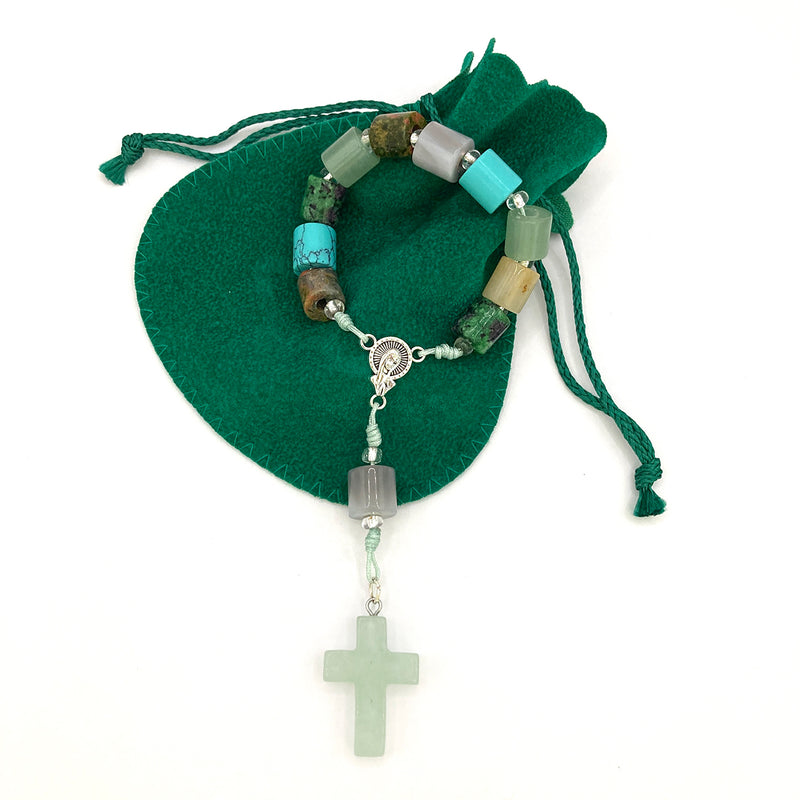 Design-Rosenkranz Unikat besonderer Rosenkranz für Jungen Konfirmation Firmung individuell  Taufe Taufgeschenk Kommunion Erstkommunion Geschenk handgeknüpft Unikat geknüpft Individueller Rosenkranz für Jungen Männer Geschenk zur Firmung Rosenkranzkette bunt grün blau personalisiert Edelsteinperlen Edelsteinrosenkranz, Geschenk Konfirmation Jungen Jugendweihe blau,bunt kurzer Zehner Rosenkranz klein kurz bunt grün aventurin