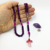 Design-Rosenkranz Unikat handgeknüpft geknüpft Porzellanperlen, Glasperlen Glasrosenkranz Individueller Rosenkranz für Frauen Mädchen Geschenk zur Firmung Erstkommunion Taufe Rosenkranz Geschenk Konfirmation Mädchen lila violett pink Kommunionsgeschenk Kommunionsrosenkranz Erstkommunion Geschenk Firmung Konifrmation Rosenkranzkette