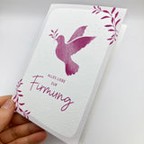 Schöne moderne Glückwunschkarte zur Firmung  für Mädchen pink rosa Firmkarte, hochwertig edel Taube Grußkarte
Taubensymbol christliches Symbol Taube