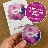 moderne Glückwunschkarte zur Kommunion Erstkommunion für Mädchen Fisch Fischmotiv pink rosa lila violett Kommunionskarte  Erstkommunionskarte Glückwünsche zur Kommunion christliches Motiv Fisch