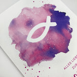 moderne Glückwunschkarte zur Kommunion Erstkommunion für Mädchen Fisch Fischmotiv pink rosa lila violett Kommunionskarte  Erstkommunionskarte Glückwünsche zur Kommunion christliches Motiv Fisch