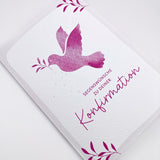 Glückwunschkarte Konfirmation, Taube, pink