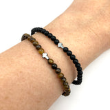 Onyx schwarz braun Tigerauge unisex 21 cm Geschenk Mann Papa Armband Männeramband Herrenarmband dunkelbraun Edelsteinperlen schwarz braun Jugendweihe Edelstein Geschenk für Jungen Konfirmation  Firmung Vatertagsgeschenk Konfirmationsgeschenk für Jungen