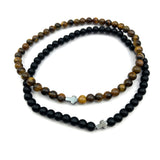 Onyx schwarz braun Tigerauge unisex 21 cm Geschenk Mann Papa Armband Männeramband Herrenarmband dunkelbraun Edelsteinperlen schwarz braun Jugendweihe Edelstein Geschenk für Jungen Konfirmation  Firmung Vatertagsgeschenk Konfirmationsgeschenk für Jungen