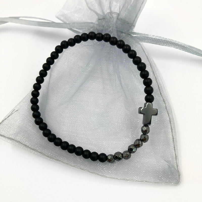 Geschenk Mann Papa Armband braun Männeramband Herrenarmband dunkelbraun Edelsteinperlen schwarz Onyx Hämatit Jugendweihe Edelstein Geschenk für Jungen Konfirmation, Firmung Vatertagsgeschenk Konfirmationsgeschenk für Jungen Mädchen Frauenarmband unisex Geschenk Geburstag Firmung Konfirmation