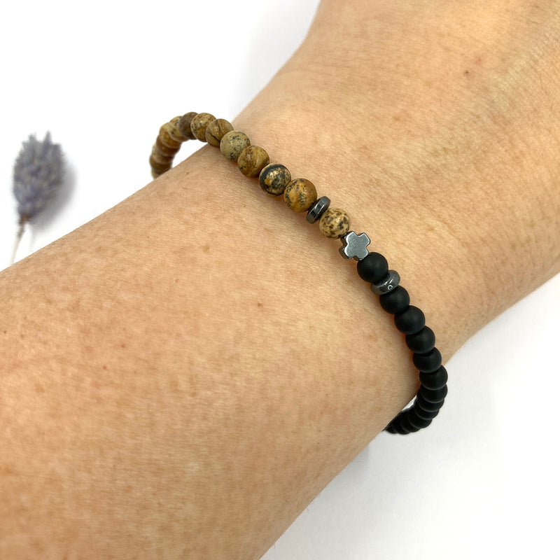 Geschenk Mann Papa Armband braun Männeramband Herrenarmband dunkelbraun Edelsteinperlen schwarz braun Jugendweihe Edelstein Geschenk für Jungen Konfirmation, Firmung Vatertagsgeschenk Konfirmationsgeschenk für Jungen