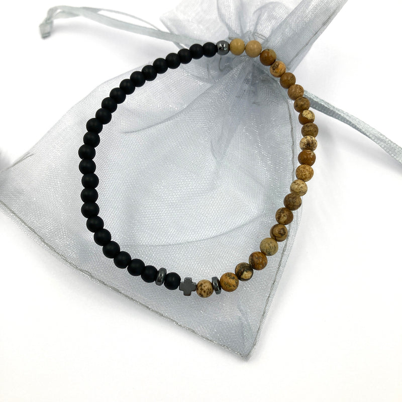 Geschenk Mann Papa Armband braun Männeramband Herrenarmband dunkelbraun Edelsteinperlen schwarz braun Jugendweihe Edelstein Geschenk für Jungen Konfirmation, Firmung Vatertagsgeschenk Konfirmationsgeschenk für Jungen