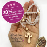 Drei 3 Nonnen Goldenstein Salzburg Kloster Spende Rosenkranz Klosterschwestern drei schwestern Zirbe Zirbenholzperlen handgemachter Rosenkranz Österreich handgefertigt handgeknüpft Spende Spenden limitierte Rosenkranz Edition Rosenkranz kaufen Österreich