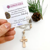 Rosenkranz Nonnen Goldenstein Klosterschwestern Salzburg drei schwestern Goldenstein Zirbe Zirbenholzperlen handgemachter Rosenkranz Österreichhandgefertogt handgeknüpft Spende Spenden limitierte Rosenkranz Edition Rosenkranz kaufen Österreich