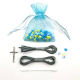 Bastelset Rosenkranz selber knüpfen, Rosenkranz Knüpf Set für Kinder, Rosenkranz selber knüpfen, Anleitung, Rosenkranzgebet, türkis blau für Mädchen und Jungen