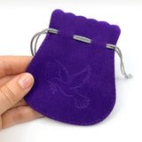 Samtbeutel Beutel für Rosenkranz creme weiß lila violett blau dunkelblau Aufbewahrung für Rosenkranzkette Mann Junge Pfarrer Bischof hochwertig Geschenk Konfirmation Junge Bub Firmung Kommunion Erstkommunion Taufe Taufgeschenk Mädchen Taube