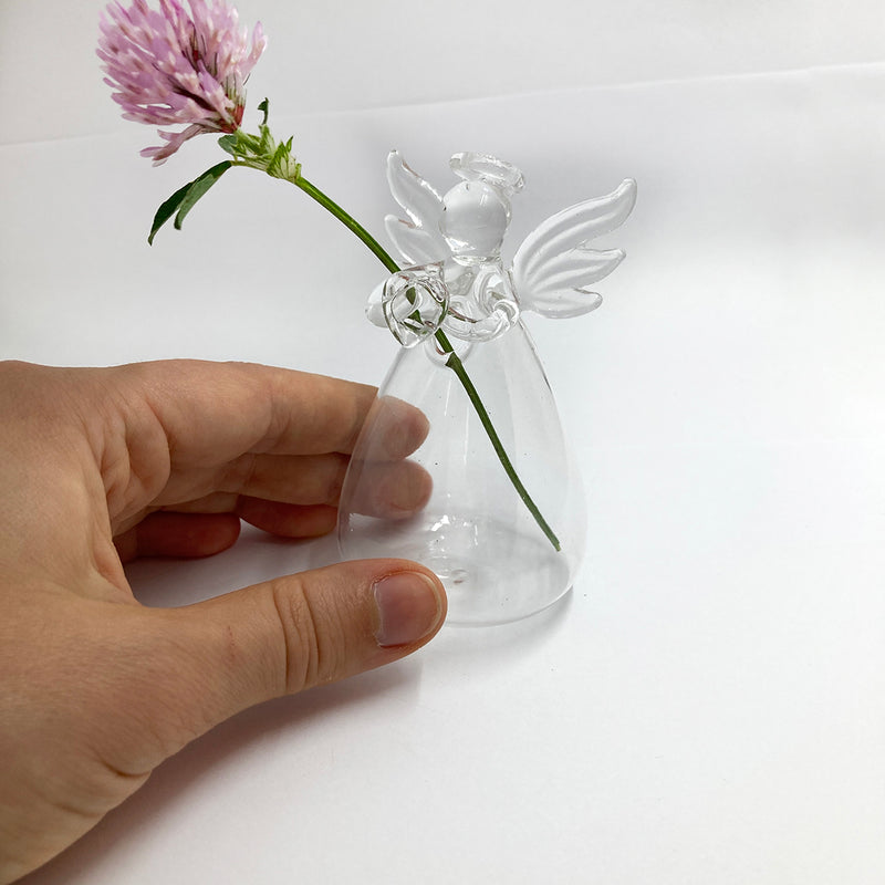 Glasvase Engel, Vase Engel als Geschenk zu Nikolaus und Weihnachten, kleines Weihnachtsgeschenk, Nikolausgeschenk für Frauen, Geschenkidee zur Firmung, Geschenk zur Konfirmation für Jugendliche, Mädchen, Schutzengel für Oma, Mama