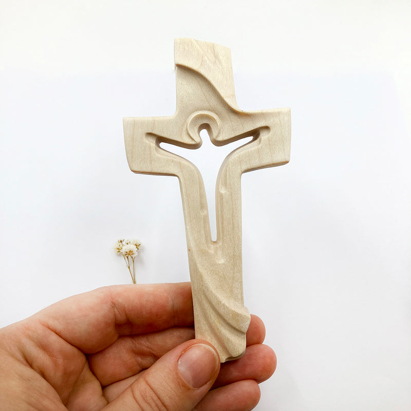 Friedenskreuz, Auferstehungskreuz, 12 cm, Wandkreuz, Holzkreuz, Kreuz aus Holz, Kruzifix, Kreuz zum Aufhängen, Geschenk Hauseinzug, GEschenk Taufe, Erstkomunion, Kommunion, Firmung, Konfirmation, Geschenk für Bub, Junge