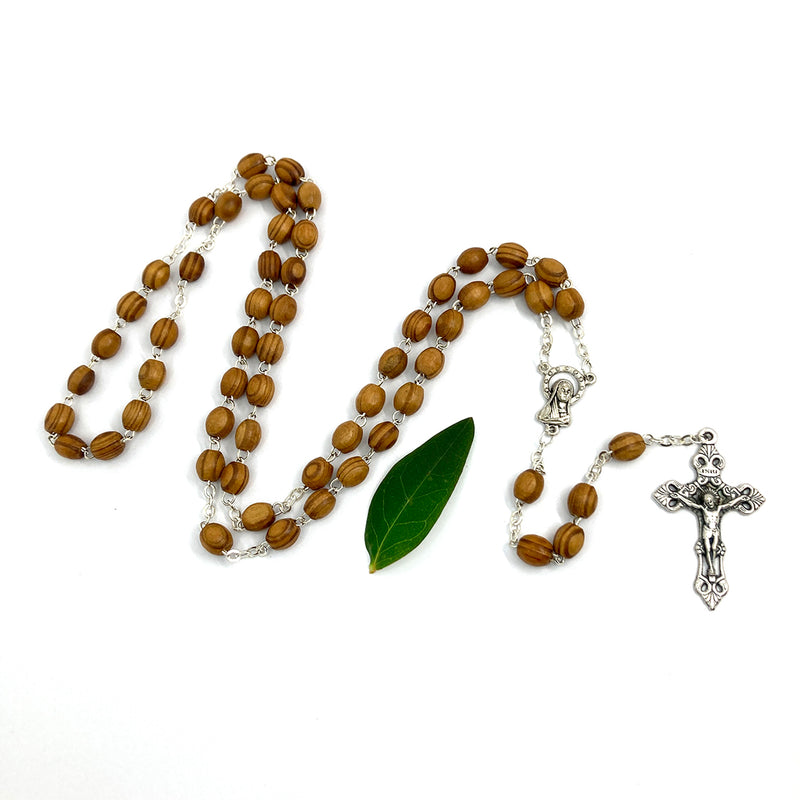 Holzrosenkranz, Rosenkranz aus Holz, mit Holzperlen, 40cm, runde Perlen, schön, modern, für Jungen und Mädchen zur Firmung, Erstkommunion, Kommunion, Jugendweihe