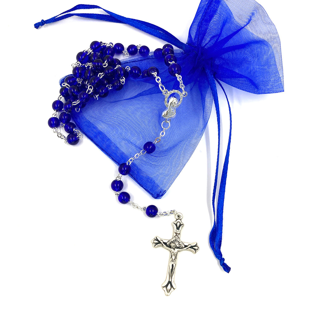 Rosenkranz mit blau-changierenden Perlen